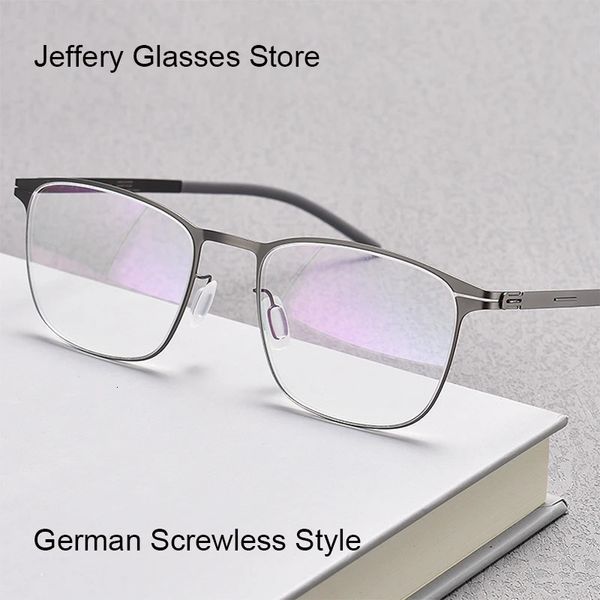 Marcos de gafas de sol Alemania Vintage Utralight 75g Gafas sin tornillos Marco Hombres Mujeres Retro Cuadrado Prescripción Gafas Miopía Anteojos Espectáculos 231123