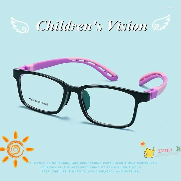 Lunettes de soleil Frames Girl Child Lunes Softs Couleur optique Tr90 Cadre antidérapante Lens claire Kids Cadeaux Eye Cadeaux pour garçons Rose bleu