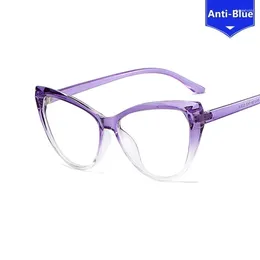 Zonnebrilmonturen Gradiënt Cat Eye Anti-blauw Vrouwen Bril Merk Designer Plastic Vrouwelijke Brillen Klassieke Retro Frame Grade Glasse