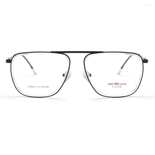 Lunettes de soleil Frames Grey Jack Metal Spectacle Cadre avec des lunettes de forme carrée de la jambe de printemps pour hommes Femmes 90022