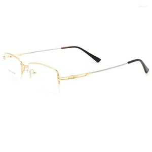 Lunettes de soleil Cadres Demi-jante Optique Hommes Business Square Lunettes de myopie pour hommes Lunettes de vue Mémoire Titanium Temple Lunettes 503