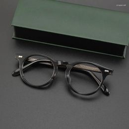 Zonnebrillen Frames Handgemaakte acetaat Retro -brillen Lozzische peervormige frame Myopia -bril Recept Zwart Japanse en Koreaanse stijl