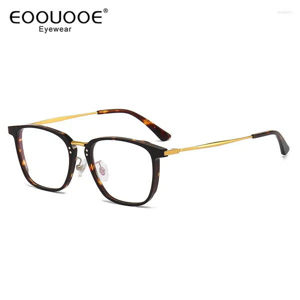 Lunettes de soleil Cadres Lunettes faites à la main Acétate Titanium Mix Lunettes pour hommes Tortue Rétro Optique Prescription Myopie Oculos Progressive