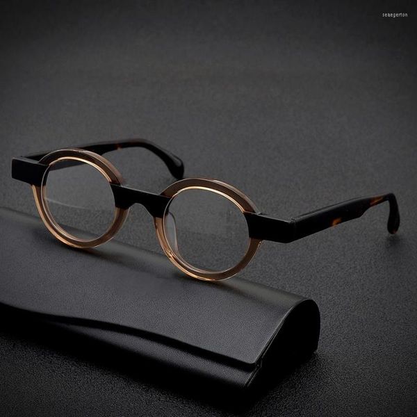 Lunettes de soleil Cadres À La Main Rétro Rond Acétate Lunettes Cadre Pour Hommes Femmes Vintage Petit Cercle Optique Lunettes De Mode Prescription