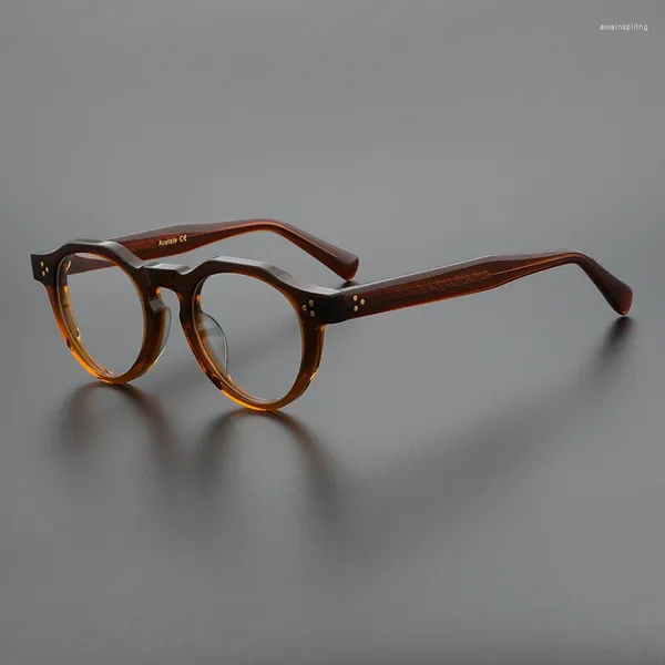 Lunettes de soleil Frames Fabriquées à la main Fashion Japonais Eyeglass Toroise acétate Unisexe Gltures Designer Brand Eyewear
