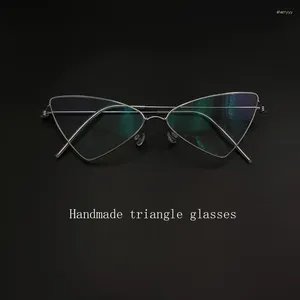 Zonnebrillen frames handgemaakte driehoek gepersonaliseerde anti-blauw lichtmyopia recept leesglazen mode kat oogglazen