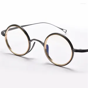 Zonnebrilmonturen Handgemaakte Ultralight Retro Ronde Brillen Voor Mannen Vintage Innerlijke Titanium Ring Brilmontuur Vrouwen Optisch