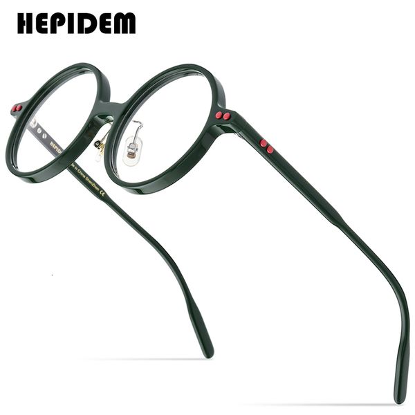 Sonnenbrillenrahmen HEPIDEM Acetat Optische Gläser Rahmen Männer Retro Vintage Übergroße Runde Myopie Rezept Brillen Brillen Brillen 9158 230307