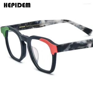 Lunettes de soleil Cadres HEPIDEM Mat Coloré Acétate Optique Lunettes Hommes 2024 Rétro Carré Femmes Prescription Lunettes Lunettes Lunettes Lunettes