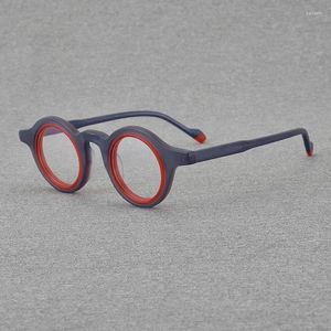 Monturas de gafas de sol de acetato de alta calidad, gafas redondas mate, montura de estilo japonés para hombres y mujeres, gafas de diseñador para miopía óptica