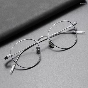 Zonnebrilmonturen Hoge kwaliteit puur titanium bril ovaal frame voor mannen en vrouwen Handgemaakte vintage optische brillen