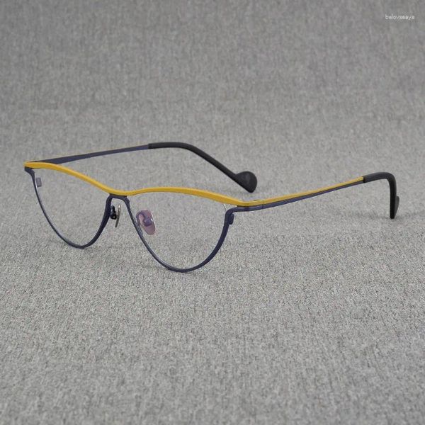 Marcos de gafas de sol Gafas de titanio puro de alta calidad Marco de estilo japonés para hombres Mujeres Ópticas Miopía Diseñador Anteojos Lente graduada