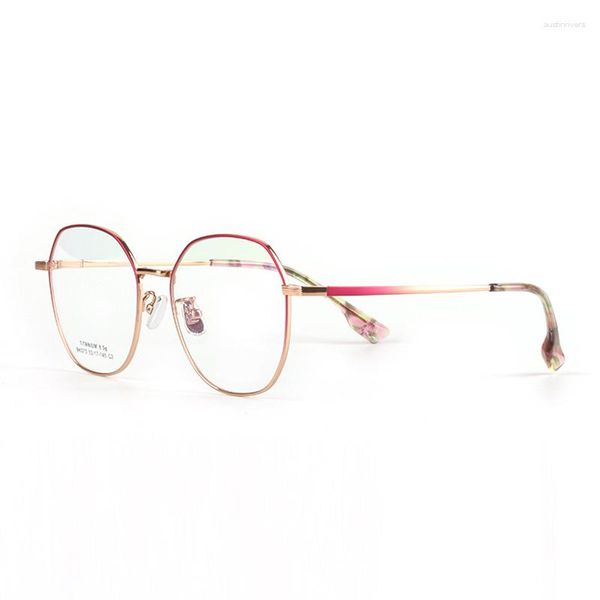 Montures de lunettes de soleil Monture de lunettes en titane pur de haute qualité Lunettes rétro progressives en or rose pour femmes Optique ultra légère