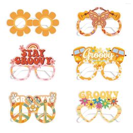 Zonnebrillen Frames Hippie Thema Retro Papieren Bril Twee Groovy Party Grappig Kleurrijk Decoratief 3D