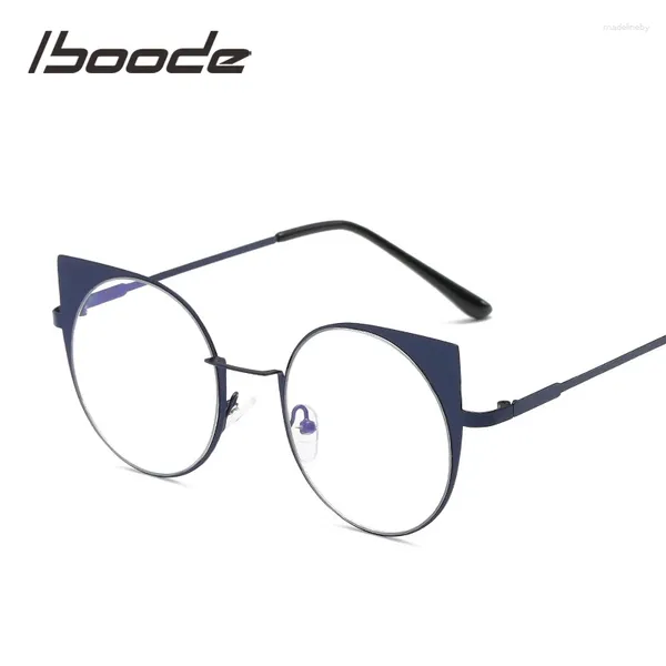 Marcos de gafas de sol IBoode Diseño de marca Redonda de gafas de metal marco de gafas decorativas de gafas femeninas lente transparente Expedidos ópticos A44