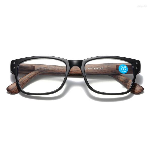 Lunettes de soleil Cadres IBOODE Rétro Plein Cadre Imitation Bois Grain Anti-Blu-ray Lunettes De Lecture Personnes Âgées HD Confortable Printemps Jambe