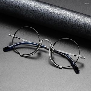 Zonnebril Frames Japan Brand Design Oude Gesneden Vintage Titanium Ronde Frame Bril Vrouwen Unieke Patch Optische Bijziendheid Brillen