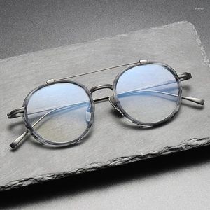 Zonnebrilmonturen Japan Merkontwerp Puur Titanium Dubbele Beam Brillen Groot Brilmontuur KJ-32 Vrouwen Bijziendheid Ronde Rand Optische Brillen