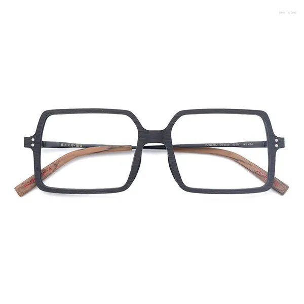 Marcos de gafas de sol Estilo japonés Classic Sqaure Lentes de remache único para hombres Textura de madera Aleación de acetato Gafas graduadas Gafas de lectura