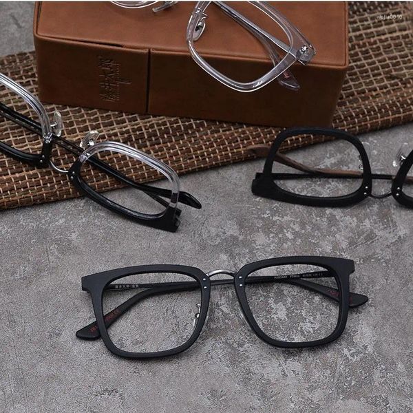 Gafas de sol Marcos Japón Estilo Grano de madera Acetato Gafas de lectura para hombres Cuadrado Retro Prescripción Anteojos Negocios Miopía Gafas