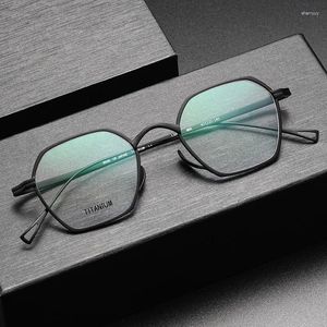 Zonnebrillen Frames Japans merk Onregelmatige polygoon titanium bril Frame Men Women Recept -bril door ultralichte optische bril