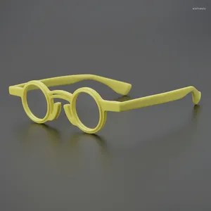 Zonnebrilmonturen Japanse Klassieke Ronde Acetaat Hoge Kwaliteit Brillen Recept Heren Mode Bril Geel Zwart Schildpad Oog