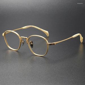 Lunettes de soleil Cadres Designer japonais Marque Vintage Round Gold Lunettes Cadre pour hommes et femmes Artisanat Super Light Titanium Lunettes