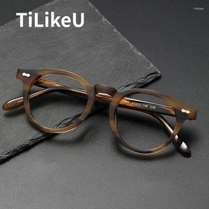 Zonnebrillen Frames Japanse handgemaakte acetaatglazen frame retro ovale mode schildpad kleur optiek recept mannen vrouwen