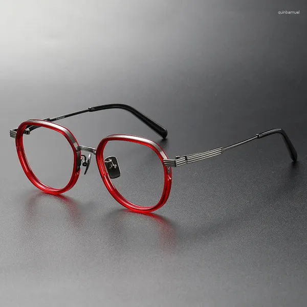 Lunettes de soleil Cadres Japonais À La Main Marque Femmes Lunettes Vin Rouge Acétate Titane Lunettes Hommes Rétro Transparent Lunettes Prescription