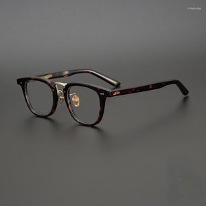 Lunettes de soleil Cadres Japonais À La Main Designer Marque Lunettes Jaune Tortue Hommes Acétate Myopie Lunettes Femmes Rétro Lunettes Carrées