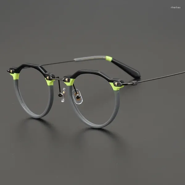 Lunettes de soleil Frames Japonais faits à la main des lunettes rondes irrégulières encadrer les femmes en titane Eyeglass Prescription transparente Eyewear