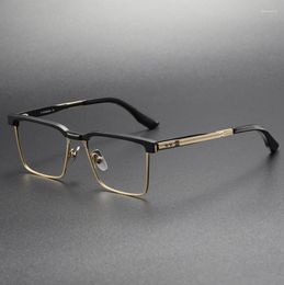 Montature per occhiali da sole Occhiali da vista giapponesi fatti a mano in titanio puro Montatura quadrata da uomo Occhiali da vista vintage Occhiali da vista retrò da donna