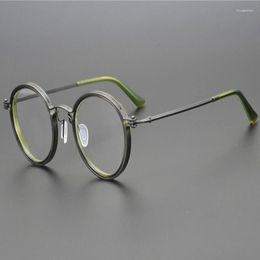 Zonnebrillen Frames Japanse handgemaakte ronde frame brillen Retro punk mannen pure titanium optische bril op recept myopie computerglazen