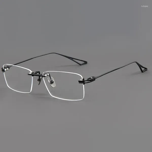 Marcos de gafas de sol Diseñador original japonés Titanio puro Ultraligero ACT-FiX Gafas de negocios masculinas Marco transparente Sin marco Miopía
