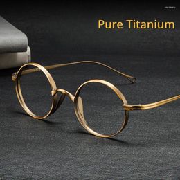 Zonnebrilmonturen Japanse Pure Titanium Brilmontuur Handgemaakte Retro Ovale Ronde Mannen Brillen Vrouwen Bijziendheid Lezen Brillen