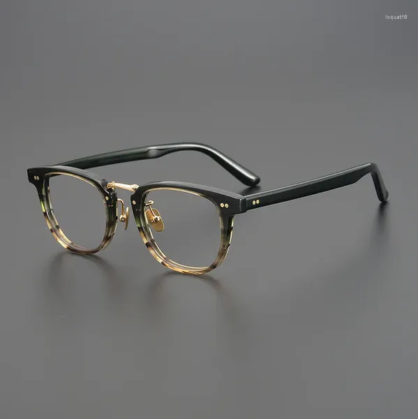 Marcos de gafas de sol Calidad japonesa Vintage Acetato Gafas cuadradas Marco para hombres Mujeres Óptica Miopía Lectura Lente graduada Diseñador