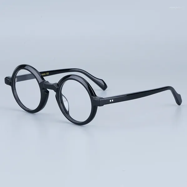 Lunettes de soleil Cadres Japonais Rond Acétate Tortue Lunettes Hommes Classique Lunettes De Prescription Femmes À La Main Noir Clair Lunettes