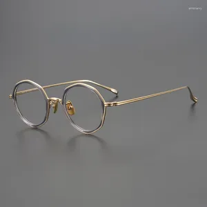 Zonnebrilmonturen Japanse Ronde Polygon Concept Brillen Gouden Schildpad Puur Titanium Bril Dames Recept Designer Merk Brillen