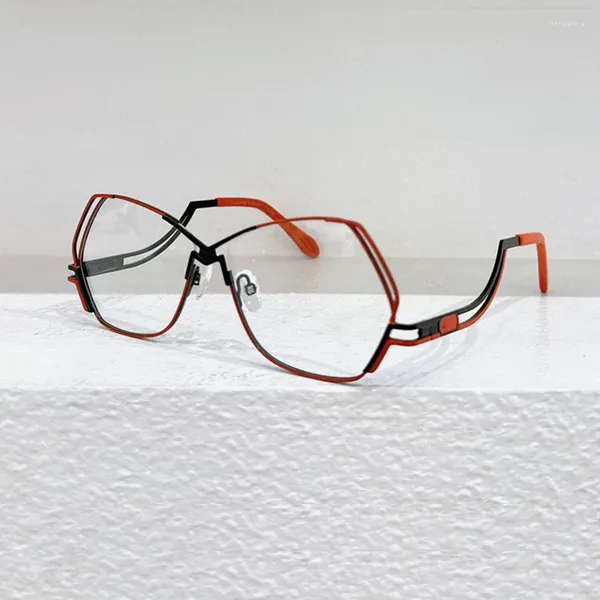 Gafas de sol marcos de estilo japonés Polígono de aleación hecha a mano Gafas vintage marco Hombres para mujeres Diseñadores de lentes pueden personalizar lentes