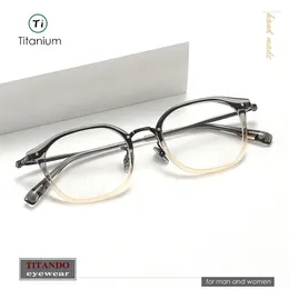 Lunettes de soleil Frames de style japonais Titane et combinaison d'acétate Cadre carré pour hommes femmes lunettes optiques Eyevan Même conception Foster