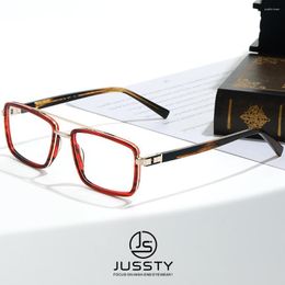 Gafas de sol Marcos JUSSTY Italia Acetato Óptico Marco de anteojos Hombres Gafas graduadas cuadradas Diseñador de marca masculina Gafas para miopía