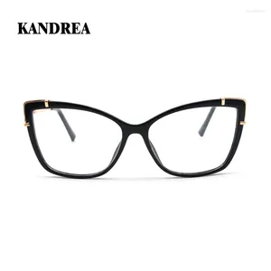 Marcos de gafas de sol KANDREA Ladies Cat Eye Glasses Mujeres 2024 Estilos retro Diseñador de lujo Anteojos Moda Óptica Miopía Gafas HG60021
