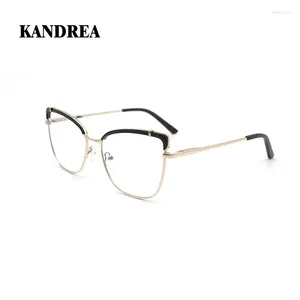 Lunettes de soleil Frames Kandrea Vintage Metal Cat Eye Lunes Optical Fames Femmes Belle mode Eyeglass de qualité transparente Fashion Eyewear Gu33020