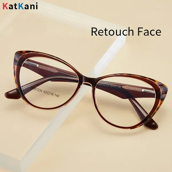 Lunettes de soleil Frames Katkani Fashion Trend Printemps Printemps Tr90 SUPER Light Retro Cat Eye Optical Prescription Epiches Femmes 87234