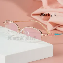 Zonnebrillen frames Katkani dames half frame legering optische recept bril door ultralicht hoogwaardige duurzame myopie hyperopie 3512X