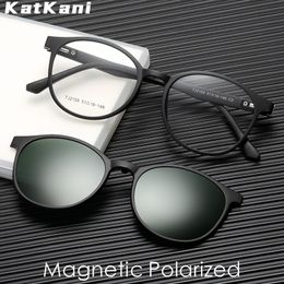 Zonnebril Frames KatKani Ultra Licht Magnetische Gepolariseerde Retro Ronde Mode Optische Brilmontuur Mannen En Vrouwen TJ2159 230704