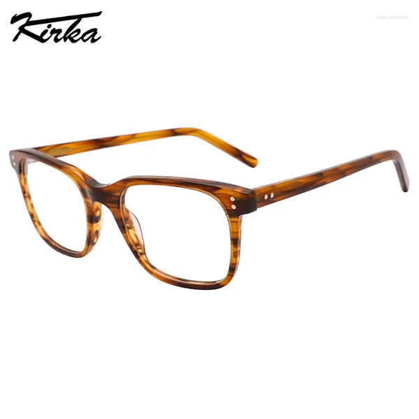 Lunettes de soleil Cadres Kirka Lunettes unisexes Acétate Rectangle Single Stripes Couleurs Cadre Optique Lunettes de prescription pour MaleFemale WD1451P