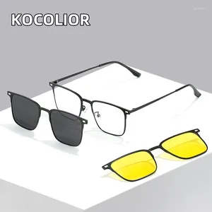 Lunettes de soleil Frames Kocolior Titanium Alloy Clip magnétique Lunes optiques anti-bleu pour hommes Cadre de prescription polarisée