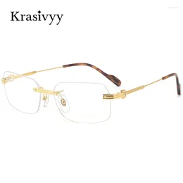 Zonnebrillen frames Krasivyy Brand Rimless bril Frame Men Titanium Luxe hoogwaardige hoogwaardige bril Lovebril Women Ultralight optisch