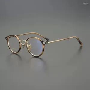 Zonnebrilmonturen Licht titanium Damesbril Frame Leesbril voor heren Vintage handgemaakte ronde unieke esthetische optische lenzen